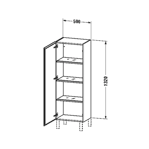 Шкаф-пенал, Duravit, L-Cube, шгв 500*363*1320, петли-справа, цвет-дуб средиземноморский — изображение 1