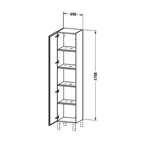 Шкаф-пенал, Duravit, L-Cube, шгв 400*363*1760, петли-слева, цвет-орех натуральный — изображение 1