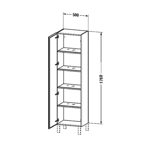 Шкаф-пенал, Duravit, L-Cube, шгв 500*363*1760, петли-слева, цвет-белый глянцевый — изображение 1