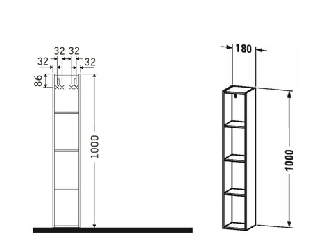 Мебельная полка, Duravit, L-Cube, шгв 180*180*1000, цвет-белый глянцевый, вертикальная — изображение 1