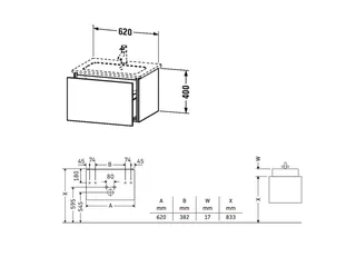 Тумба под раковину, Duravit, L-Cube, шгв 620*481*400, раковина-необходимо заказать, цвет-лён — изображение 1