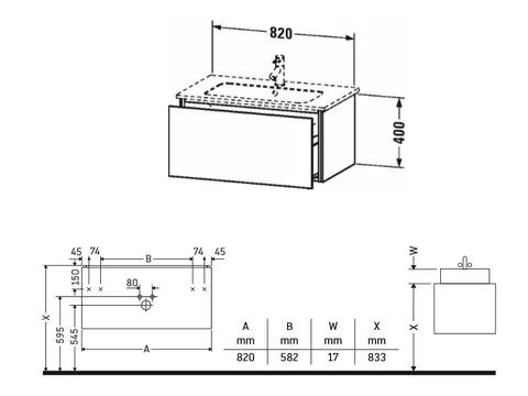 Тумба под раковину, Duravit, L-Cube, шгв 820*481*400, раковина-необходимо заказать, цвет-орех натуральный — изображение 1