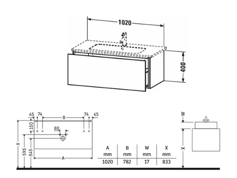 Тумба под раковину, Duravit, L-Cube, шгв 1020*481*400, раковина-необходимо заказать, цвет-белый матовый — изображение 1