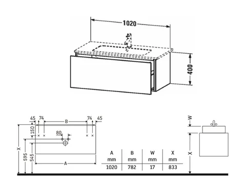 Тумба под раковину, Duravit, L-Cube, шгв 1020*481*400, раковина-необходимо заказать, цвет-белый глянцевый — изображение 1