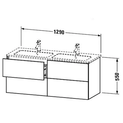 Тумба под раковину, Duravit, L-Cube, шгв 1290*481*550, раковина-необходимо заказать, цвет-дуб средиземноморский — изображение 1