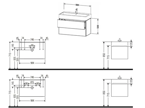 Тумба под раковину, Duravit, L-Cube, шгв 984*459*544, раковина-необходимо заказать, цвет-серо-коричневый матовый — изображение 1