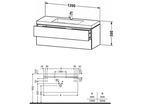 Тумба под раковину, Duravit, L-Cube, шгв 1200*480*500, раковина-в комплекте, цвет-фланелево-серый шелковисто-матовый — изображение 1