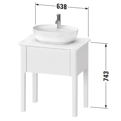 Тумба для консоли, Duravit, Luv, шгв 688*450*743, раковина-необходимо заказать, цвет- белый шелковисто-матовый — изображение 1