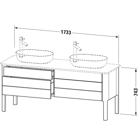 Тумба для консоли, Duravit, Luv, шгв 1733*570*743, раковина-необходимо заказать, цвет-серо-коричневый шелковисто-матовый — изображение 1