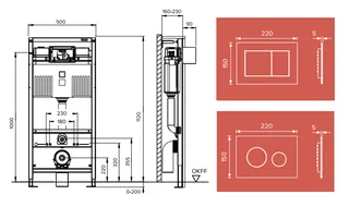Инсталляция, TECE, TECEbase 3.0, для унитаза, шгв 500*230*1320, клавиша-TECEnow, цвет клавиши-хром — изображение 2