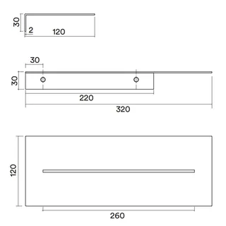Полка, Quadro design, шгв 320*120*30, цвет-Steel Brushed — изображение 1