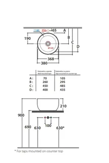 Раковина, Globo, T-EDGE, шгв 380*380*210, отверстия для смесителя-отсутствуют, CERASLIDE, BATAFORM, цвет-белый — изображение 1