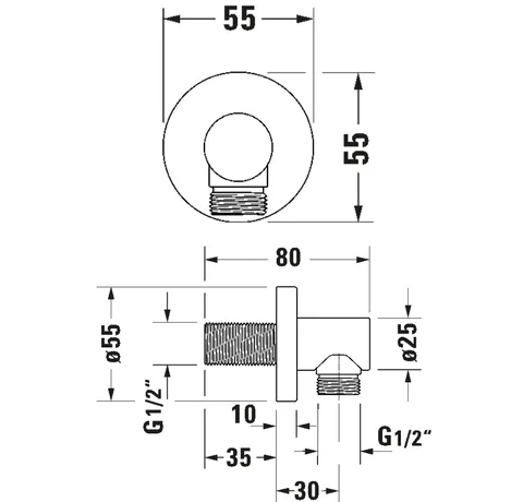 Шланговое подсоединение, Duravit, цвет-хром — изображение 1