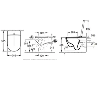 Унитаз, Villeroy&Boch, Viclean, подвесной, шгв 385*595*360, CeramicPlus, цвет-альпийский белый — изображение 1