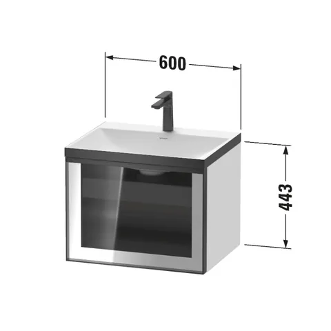 Тумба под раковину, Duravit, Vitrium, шгв 600*479*443, вырез под смеситель-один, цвет-серый глянцевый (Parsol) — изображение 1