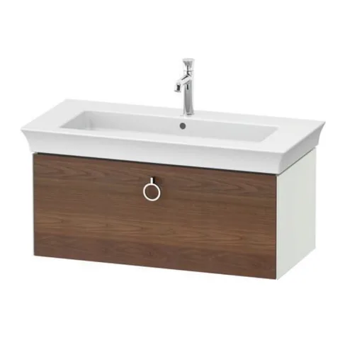 Тумба под раковину, Duravit, White Tulip, шгв 984*458*410, раковина-необходимо заказать, цвет- белый шелковисто-матовый/Амер. орех массив дерева — изображение 1