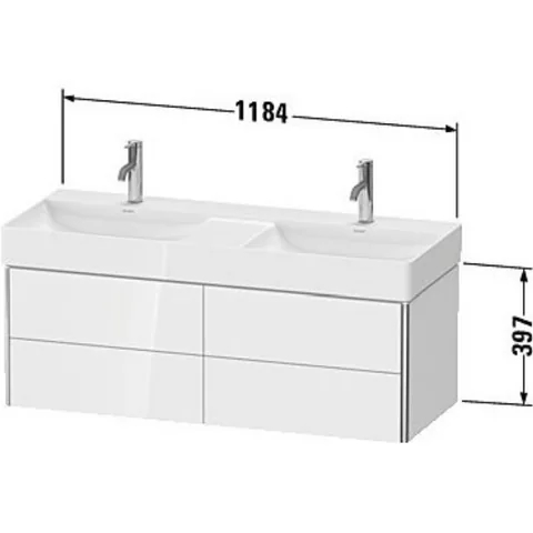Тумба под раковину, Duravit, XSquare, шгв 1184*460*397, раковина-необходимо заказать, цвет-белый глянцевый — изображение 1
