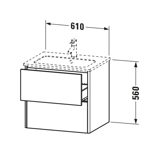 Тумба под раковину, Duravit, XSquare, шгв 610*478*560, раковина-необходимо заказать, цвет-белый глянцевый — изображение 1