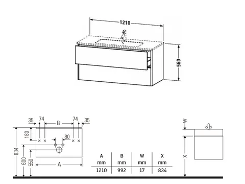 Тумба под раковину, Duravit, XSquare, шгв 1210*478*560, раковина-необходимо заказать, цвет-лён — изображение 1