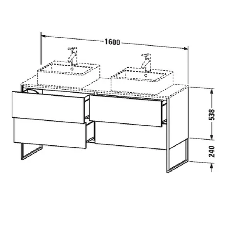Тумба под раковину, Duravit, XSquare, шгв 1600*548*778, раковина-необходимо заказать, цвет-белый глянцевый — изображение 1