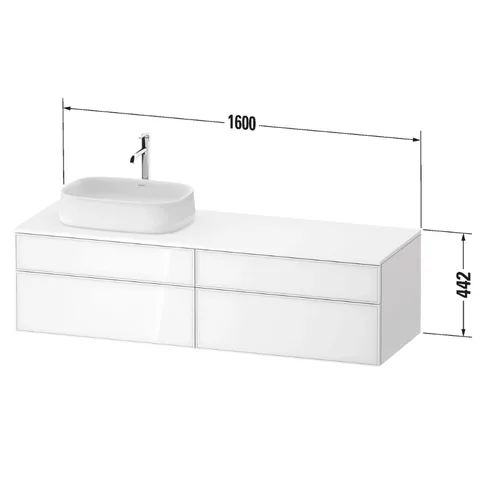 Тумба под раковину, Duravit, Zencha, шгв 1600*550*442, раковина-необходимо заказать, цвет-черный — изображение 1