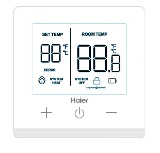 Термостат, Haier, Ecoheat RT-i, комнатный, сенсорная панель, питание от батареек, 3 В, цвет-белый