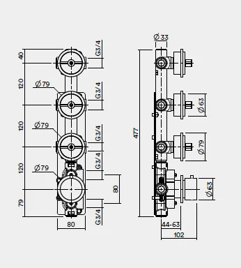 Внутренняя часть, Quadro design, FixKit, назначение-смеситель для ванны и душа, сталь шлифованная/брашированная