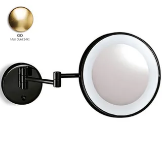 Косметическое зеркало, 3SC, Cosmetic Mirrors, 3-х кратное увеличение, с подсветкой, цвет-Matt Gold 24Kt