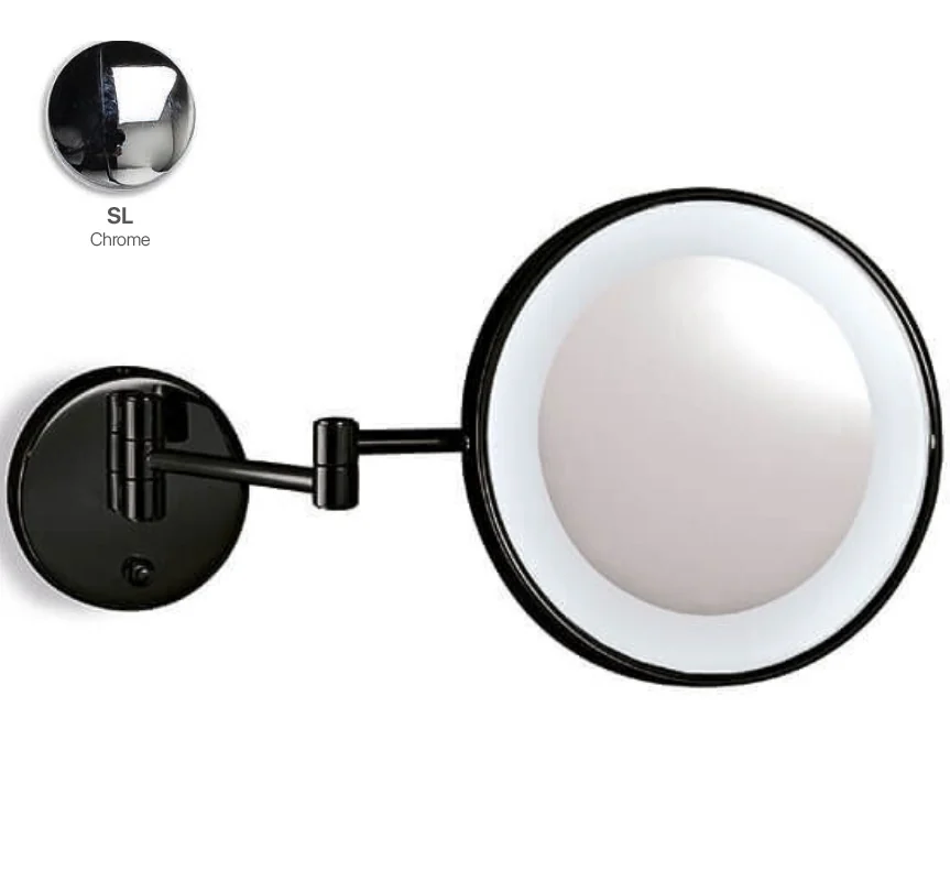 Косметическое зеркало, 3SC, Cosmetic Mirrors, 3-х кратное увеличение, с подсветкой, цвет-хром