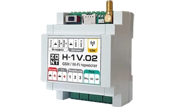 Отопительный GSM / Wi-Fi контроллер на DIN-рейку ZONT H-1V.02