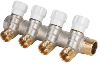 Коллектор, Premium, 3/4" x 1/2"ЕК, 4 выхода, с регулирующими вентилями — иконка