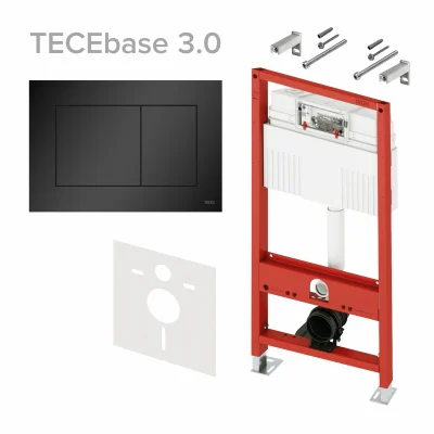 Инсталляция, TECE, TECEbase 3.0, для унитаза, шгв 500*230*1320, клавиша-TECEnow, цвет клавиши-черный матовый