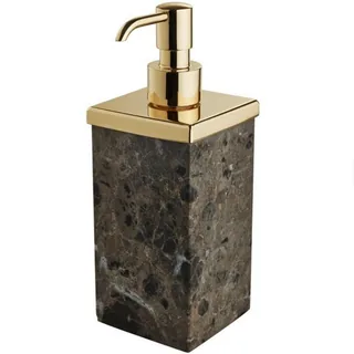 Дозатор для жидкого мыла, 3SC, Palace Emperador, шгв 75*75*230, колба-мрамор Emperador Dark, цвет дозатора-Polished Gold 24Kt