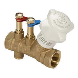 Клапан, Giacomini, R206B, DN-20, 3/4", ВВ, PN, бар-25, с измерительными штуцерами, со сливом