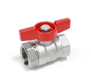 Кран шаровой, Giacomini, R251D, 3/4", 3/4", ВВ, ручка-бабочка красная, хромированный