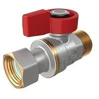 Кран 1/2"M x 1/2"гайка - красн. рук., с нар. резьбой для котлов и счетчиков