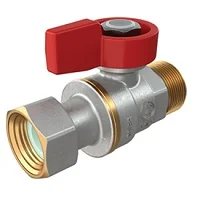 Кран 1/2"M x 1/2"гайка - красн. рук., с нар. резьбой для котлов и счетчиков