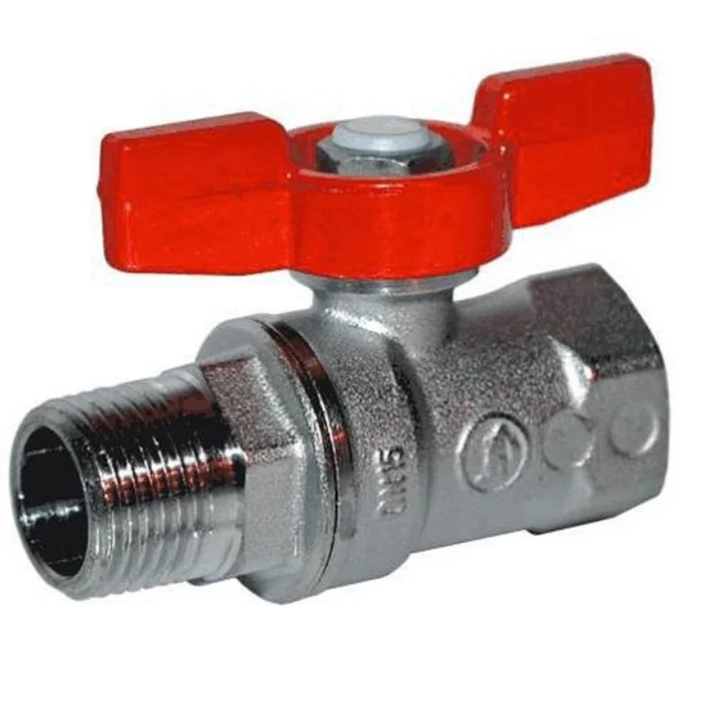 Кран, R254D, 1/2", ВН, ручка-бабочка красная, хромированный, с лазерной маркировкой (старый арт.R254X003)
