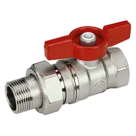 Кран, R259D, 1", 1 1/4", ВН, ручка-бабочка красная, хромированный, с разъемным соединением