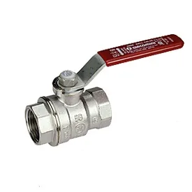 Кран, R850, 1 1/2", ВВ, ручка-рычаг красный, хромированный