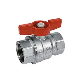 Кран, R851, 3/4", ВВ, ручка-бабочка красная, хромированный — иконка