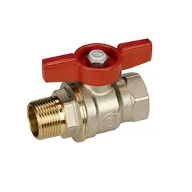 Кран, R914, DADO, 1", ВН, ручка-бабочка красная, никелированный
