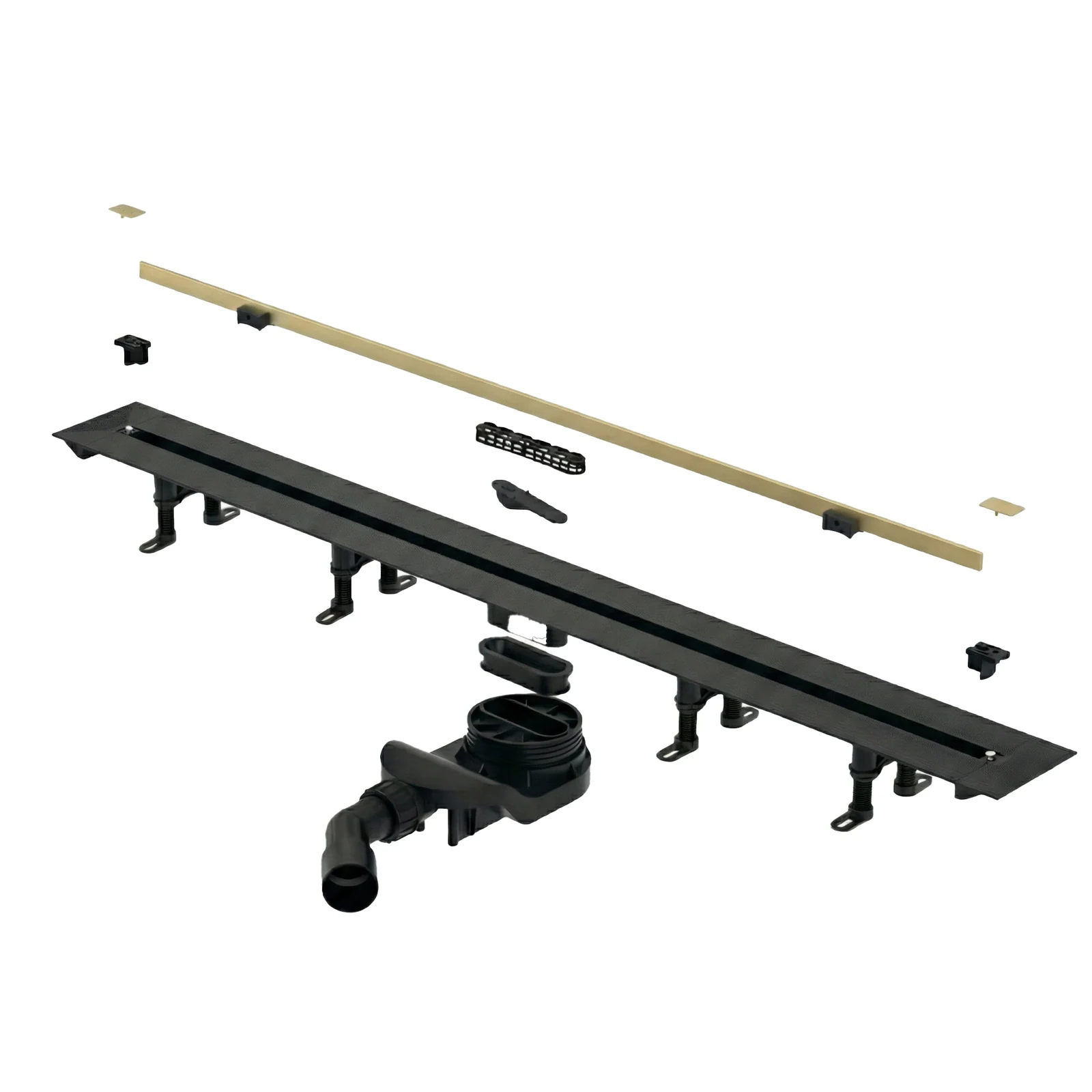 Дренажный канал, Splendy, Vario Drain, шдв 110*300-1200*150, цвет решетки-золото матовое (брашированное)