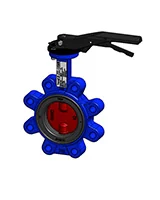 Затвор, Tecfly LUG, межфланцевый, PN16, DN100, диск ковкий чугун, с ручкой, с резьбовыми проушинами