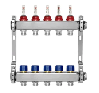 Коллекторная группа, МИВС, WF212 SMART, 1" В, выходы-14, размер отвода-3/4" ЕК, для систем отопления на базе теплого пола, нержавеющая сталь