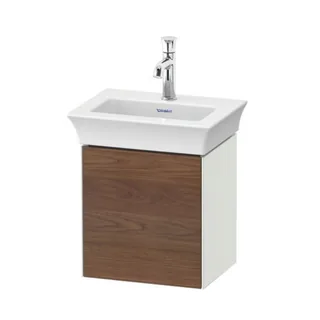 Тумба под раковину, Duravit, White Tulip, шгв 384*298*410, петли-слева, раковина-необходимо заказать, цвет-белый шелковисто-матовый/амер. орех массив дерева