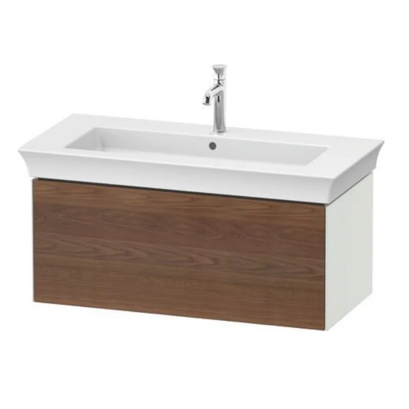 Тумба под раковину, Duravit, White Tulip, шгв 981*458*410, раковина-необходимо заказать, цвет- белый шелковисто-матовый/Амер. орех массив дерева